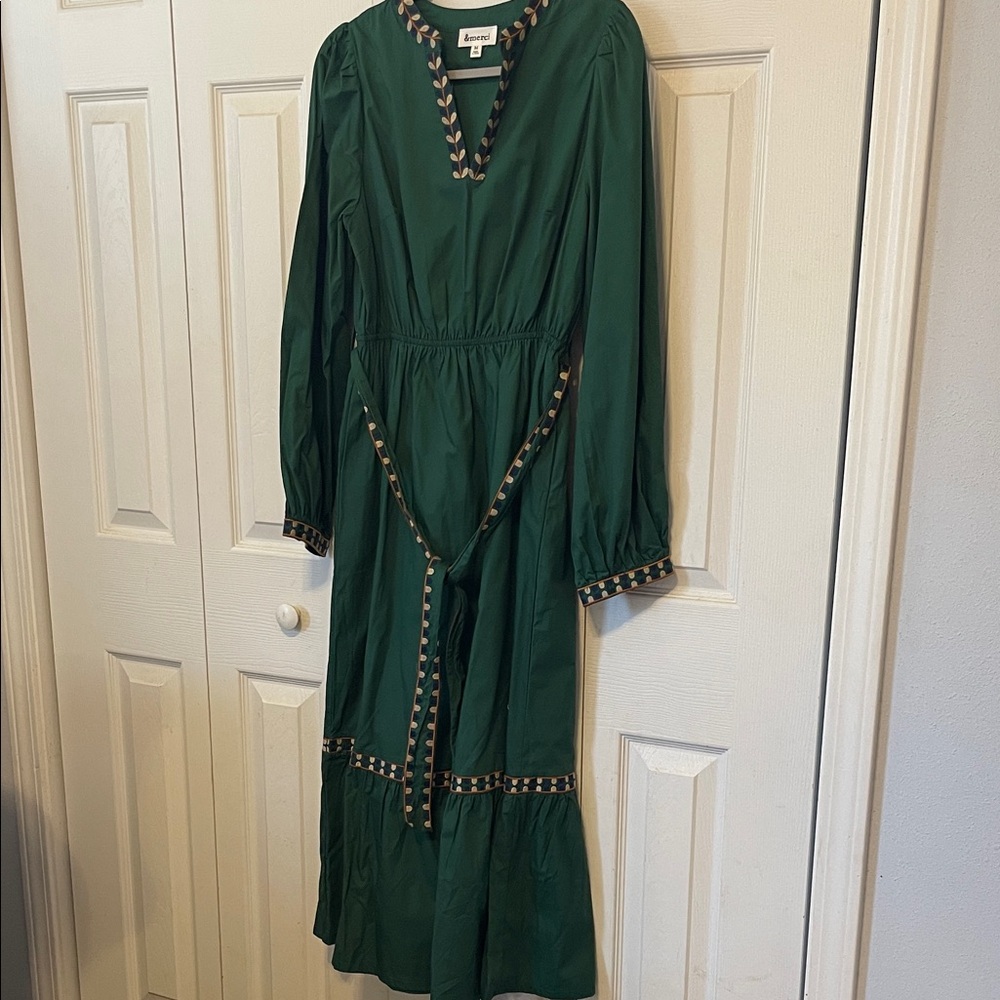 Chic Forest Green Long Sleeve Dress
